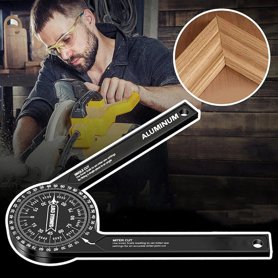 Tyiiplus™ 7-Inch Aluminum Miter Saw Angle Finder – Foldable Miter Gauge & Precision Angle Measuring Tool