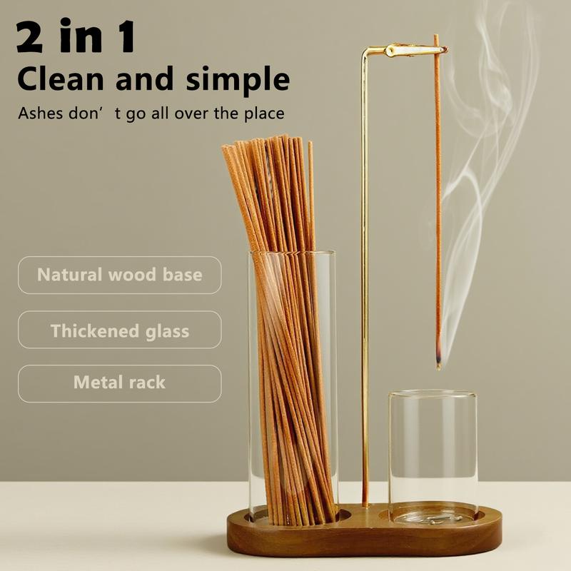 TYIIPLUS™ 2 in 1 Incense & Candle Holder Natural Wood Base Aromatherapy Diffuser