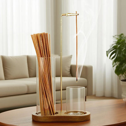 TYIIPLUS™ 2 in 1 Incense & Candle Holder Natural Wood Base Aromatherapy Diffuser