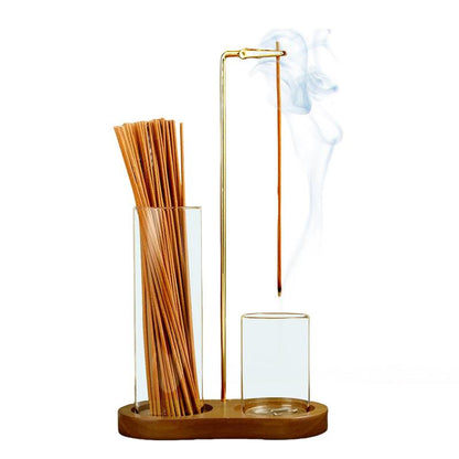 TYIIPLUS™ 2 in 1 Incense & Candle Holder Natural Wood Base Aromatherapy Diffuser
