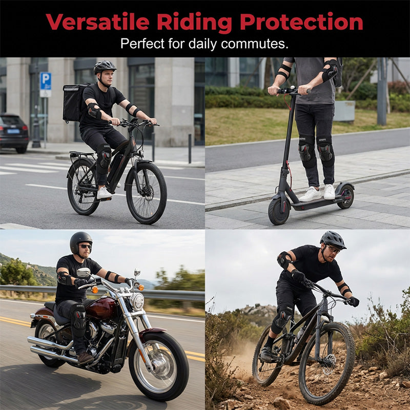 🏍️ Motorcycle Protective Gear Set – Hard Shell Knee & Elbow Guards with Adjustable Fit
