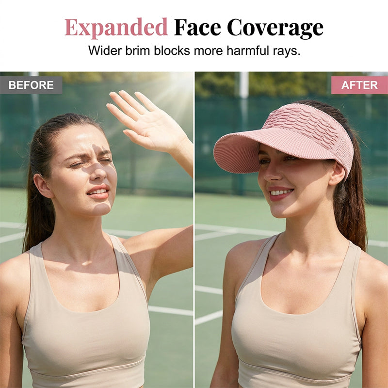 Women's Breathable Knit High Ponytail Sun Visor