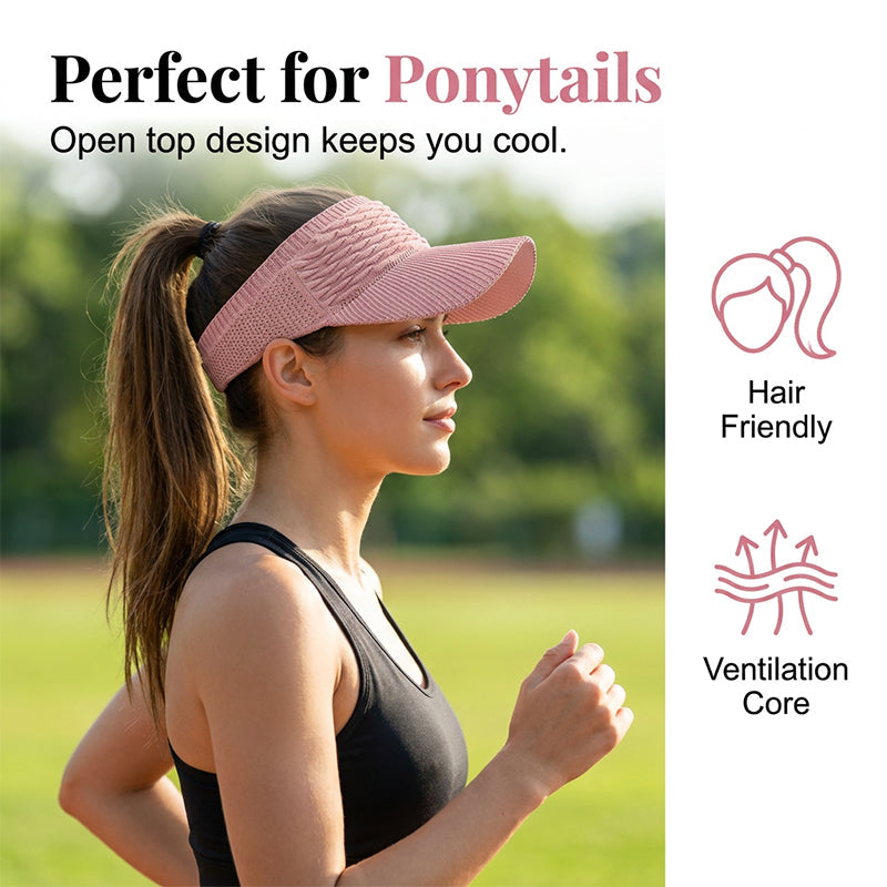 Women's Breathable Knit High Ponytail Sun Visor