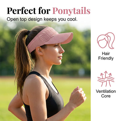 Women's Breathable Knit High Ponytail Sun Visor