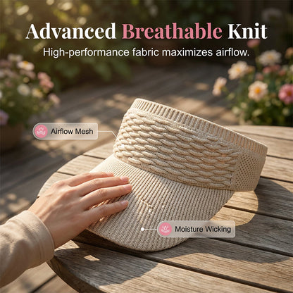 Women's Breathable Knit High Ponytail Sun Visor