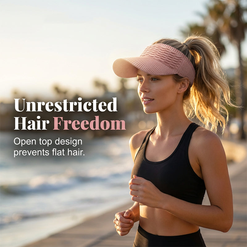 Women's Breathable Knit High Ponytail Sun Visor