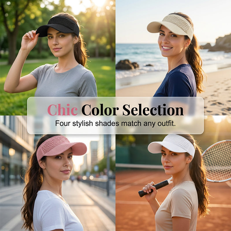Women's Breathable Knit High Ponytail Sun Visor