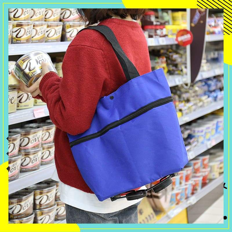 🔥HOT SALE 50% OFF🔥2-in-1 Foldable Shopping Cart Bag with Wheels – Reusable Rolling Grocery Tote