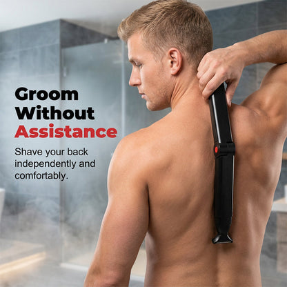 Reach-Anywhere Body Trimmer – Extendable handle, precision heads. Trim back, chest & legs yourself – no help needed! 🧔✨