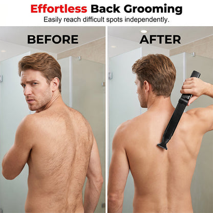 Reach-Anywhere Body Trimmer – Extendable handle, precision heads. Trim back, chest & legs yourself – no help needed! 🧔✨