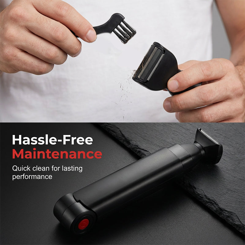 Reach-Anywhere Body Trimmer – Extendable handle, precision heads. Trim back, chest & legs yourself – no help needed! 🧔✨