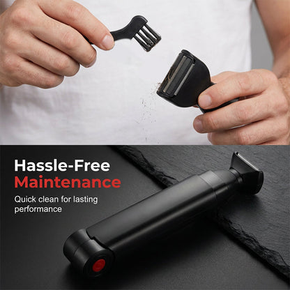 Reach-Anywhere Body Trimmer – Extendable handle, precision heads. Trim back, chest & legs yourself – no help needed! 🧔✨