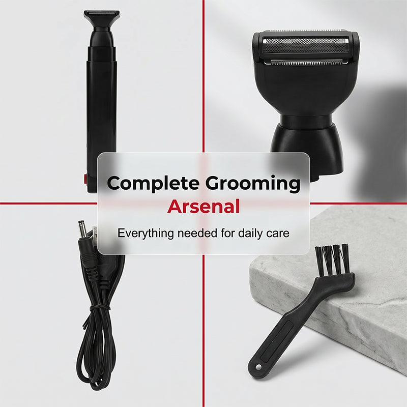 Reach-Anywhere Body Trimmer – Extendable handle, precision heads. Trim back, chest & legs yourself – no help needed! 🧔✨