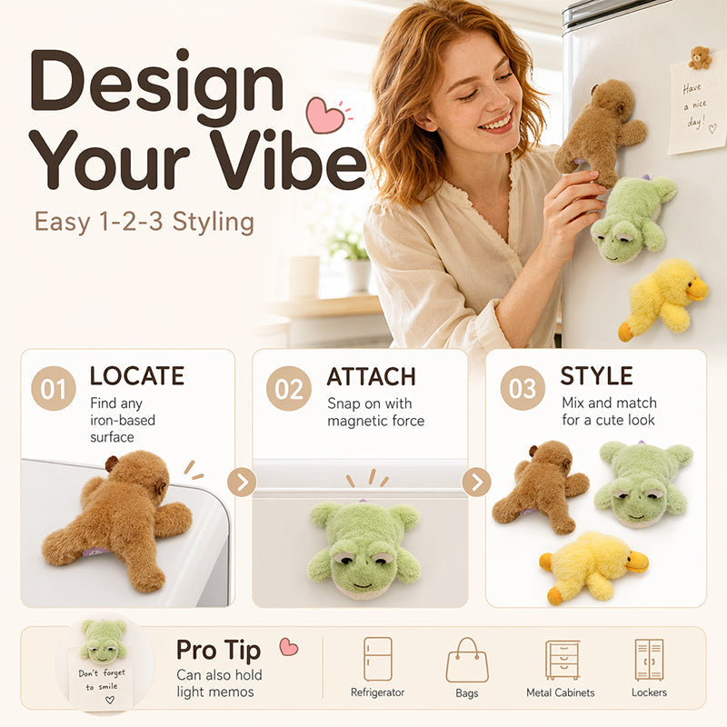 Super Cute Animal Plush Fridge Magnets 🐱🐻🐰 Tiny Lovely Creatures for Home & Car Decor 💡