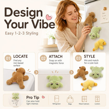 Super Cute Animal Plush Fridge Magnets 🐱🐻🐰 Tiny Lovely Creatures for Home & Car Decor 💡