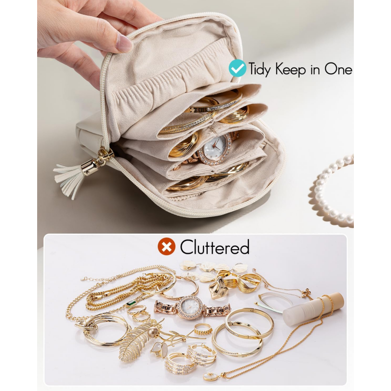 Mini Travel Jewellery Bag with Zip – Compact, Portable & Perfect for Rings, Earrings & Necklaces ✨
