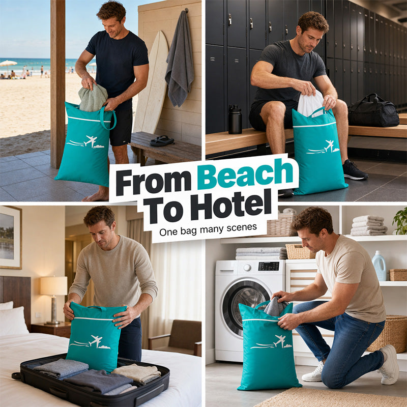 🧳Tyiiplus™ Large Waterproof Travel Laundry Bag - 2 Pack For Wet/Dry Separation 💧