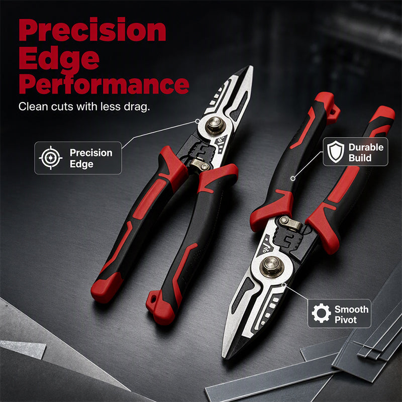 Heavy-Duty Tin Snips – CR-V Steel Metal Cutting Shears for DIY & Repairs
