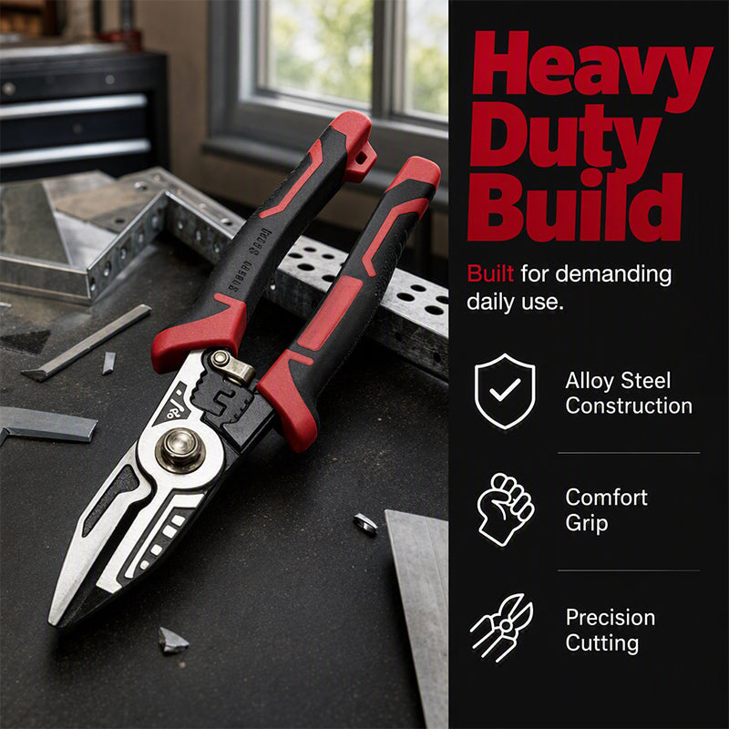 Heavy-Duty Tin Snips – CR-V Steel Metal Cutting Shears for DIY & Repairs