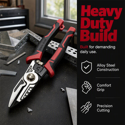 Heavy-Duty Tin Snips – CR-V Steel Metal Cutting Shears for DIY & Repairs