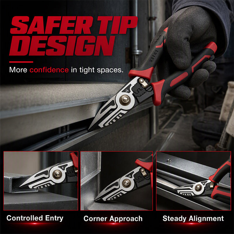 Heavy-Duty Tin Snips – CR-V Steel Metal Cutting Shears for DIY & Repairs