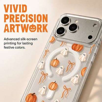 👻🎃 Magnetic Clear Acrylic Halloween iPhone Case – Cute Ghost & Pumpkin Design