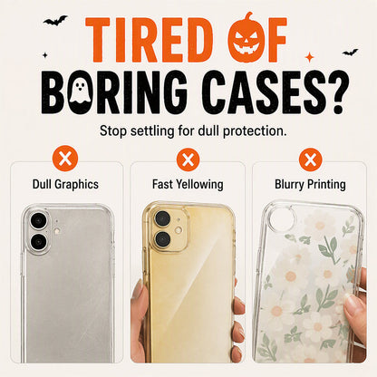 👻🎃 Magnetic Clear Acrylic Halloween iPhone Case – Cute Ghost & Pumpkin Design
