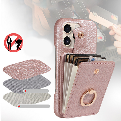 Crossbody Wallet Phone Case – RFID Blocking, Accordion Card Slot & Detachable Strap – Litchi Pattern PU Leather ✨