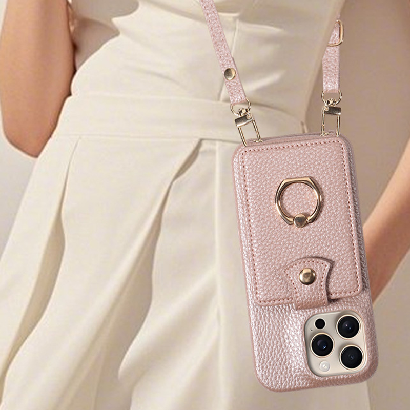 Crossbody Wallet Phone Case – RFID Blocking, Accordion Card Slot & Detachable Strap – Litchi Pattern PU Leather ✨