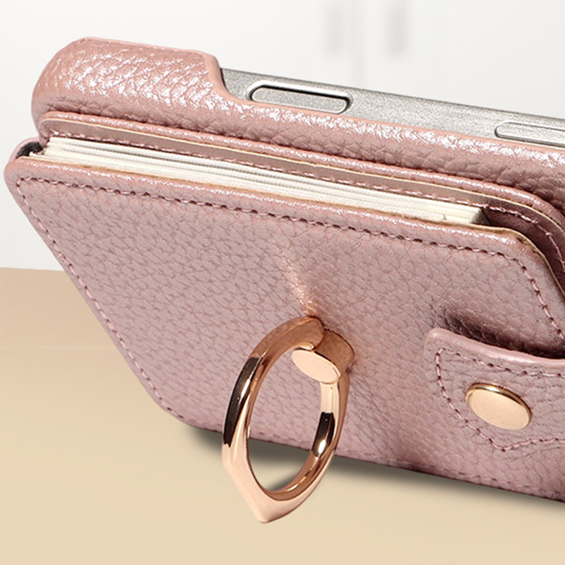 Crossbody Wallet Phone Case – RFID Blocking, Accordion Card Slot & Detachable Strap – Litchi Pattern PU Leather ✨