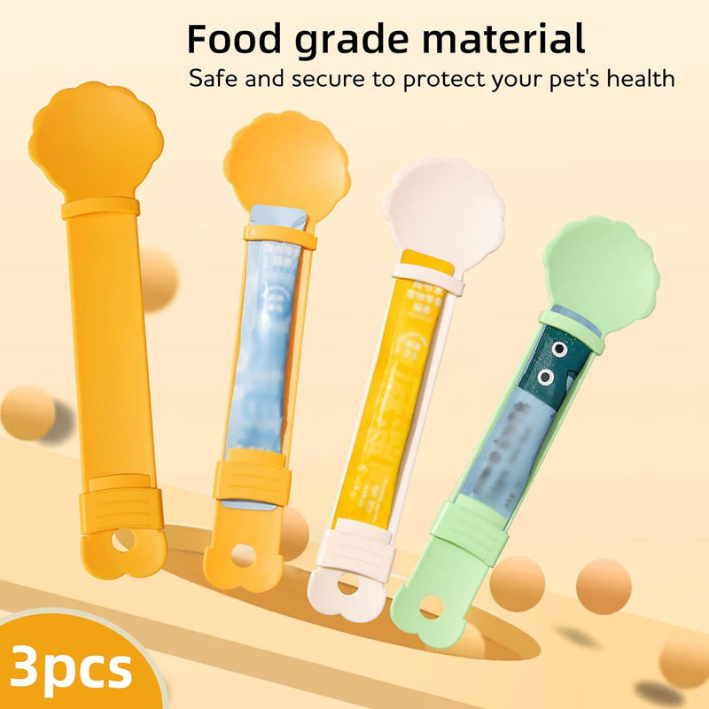 🐱 3-Pack Cat Feeder Spoon – One-Hand Squeeze Feeding Tool
