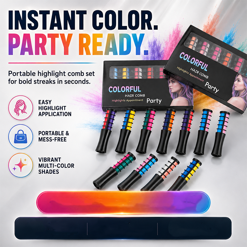 Temporary Hair Dye Comb Applicator - 12 Vibrant Colors, Easy to Use & Washable