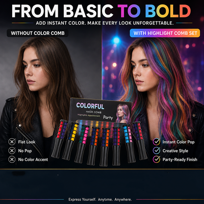 Temporary Hair Dye Comb Applicator - 12 Vibrant Colors, Easy to Use & Washable