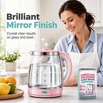Limescale Polishing Magic Eraser Sponge‑ Chemical‑Free Descaling Scrub Pad, Scratch‑Free High‑Density Cleaning Sponge for Kettles, Sinks & Hard‑Water Stains