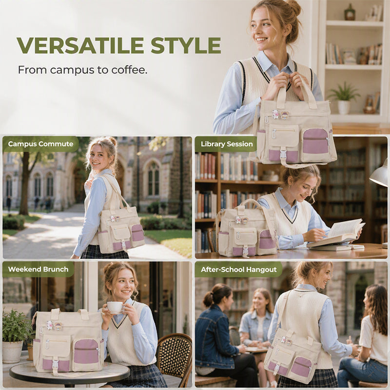 Tyiiplus™ Vintage Large Capacity Multi-Pocket Canvas Tote Bag