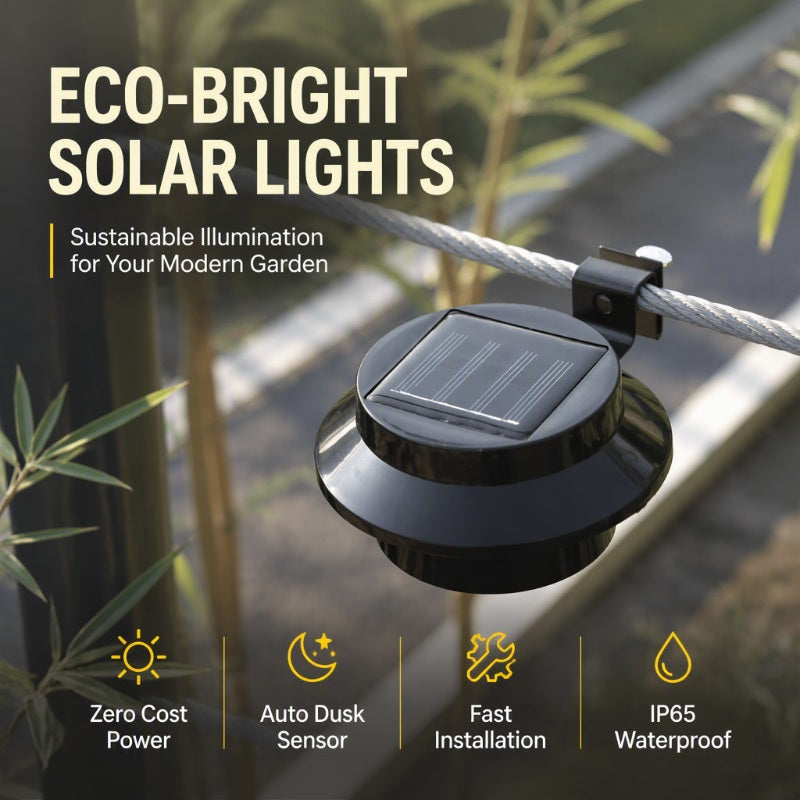 Tyiiplus™ 3-LED Solar Outdoor Lights – Weatherproof Garden, Fence & Gutter Lights with Auto/Manual On/Off