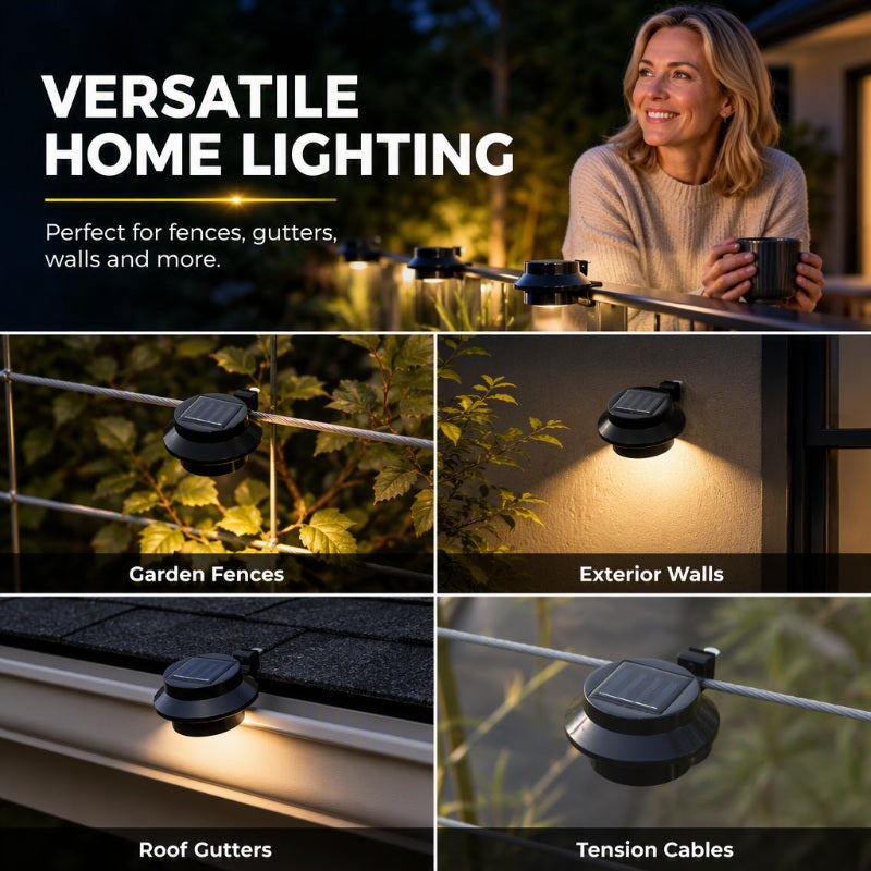 Tyiiplus™ 3-LED Solar Outdoor Lights – Weatherproof Garden, Fence & Gutter Lights with Auto/Manual On/Off